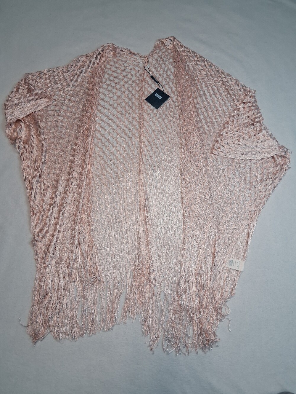 Do everything in love Blush Open Knit Fringe Shawl